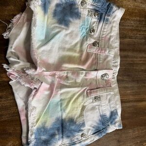 Miss Me Pastel Tie-Dye Denim Shorts - Multicolor NWOT